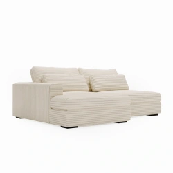 Narożnik Leida L z funkcją spania i pojemnikiem śmietankowy sztruks Narożnik Leida L z funkcją spania i pojemnikiem śmietankowy sztruks