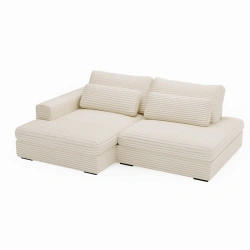 Narożnik Leida L z funkcją spania i pojemnikiem śmietankowy sztruks Narożnik Leida L z funkcją spania i pojemnikiem śmietankowy sztruks