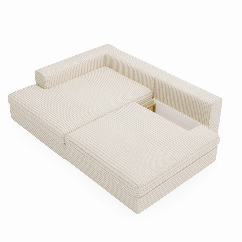 Narożnik Leida L z funkcją spania i pojemnikiem śmietankowy sztruks Narożnik Leida L z funkcją spania i pojemnikiem śmietankowy sztruks