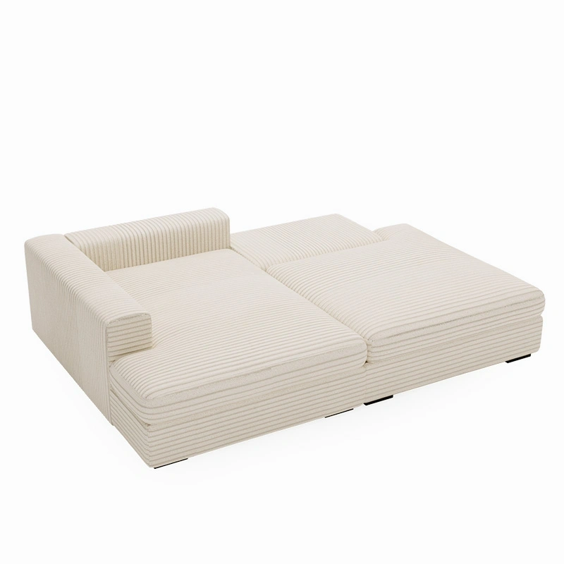 Narożnik Leida L z funkcją spania i pojemnikiem śmietankowy sztruks Narożnik Leida L z funkcją spania i pojemnikiem śmietankowy sztruks