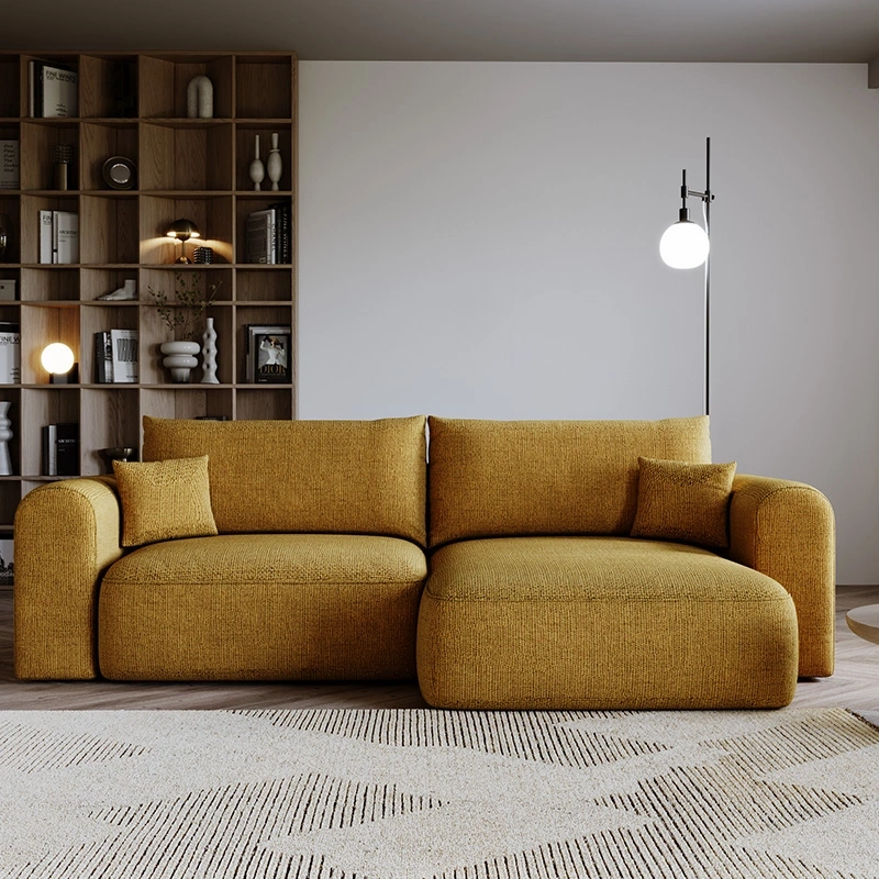 Narożnik Next L z funkcją spania i pojemnikiem na pościel musztardowy Narożnik Next L z funkcją spania i pojemnikiem na pościel musztardowy