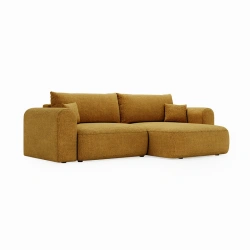 Narożnik Next L z funkcją spania i pojemnikiem na pościel musztardowy Narożnik Next L z funkcją spania i pojemnikiem na pościel musztardowy