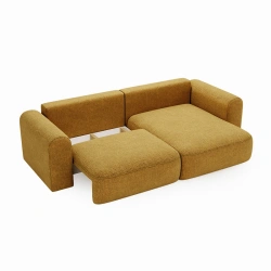 Narożnik Next L z funkcją spania i pojemnikiem na pościel musztardowy Narożnik Next L z funkcją spania i pojemnikiem na pościel musztardowy