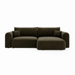 Narożnik Next L z funkcją spania i pojemnikiem na pościel oliwkowy