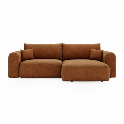 Narożnik Next L z funkcją spania i pojemnikiem na pościel brązowy