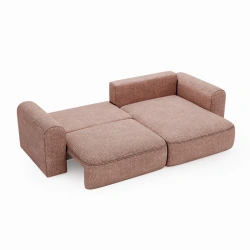 Narożnik Next L z funkcją spania i pojemnikiem na pościel pudrowy róż Narożnik Next L z funkcją spania i pojemnikiem na pościel pudrowy róż