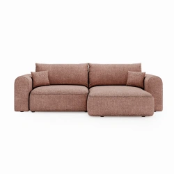 Narożnik Next L z funkcją spania i pojemnikiem na pościel pudrowy róż