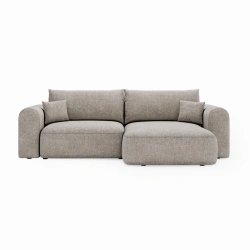 Narożnik Next L z funkcją spania i pojemnikiem na pościel srebrny