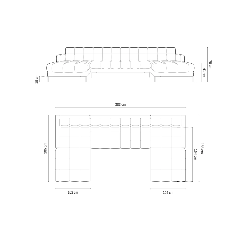 Narożnik aksamitny U-kształtny Bali Cosmopolitan Design Narożnik aksamitny U-kształtny Bali Cosmopolitan Design