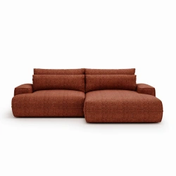 Narożnik L-kształtny Fresh z funkcją spania i pojemnikiem ceglany