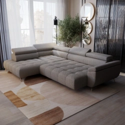 Narożnik L-kształtny Silva z regulowanymi zagłówkami i silnikiem elektrycznym Narożnik L-kształtny Silva z regulowanymi zagłówkami i silnikiem elektrycznym