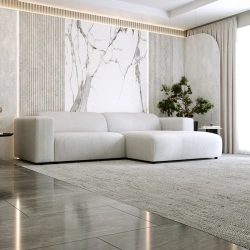 Nowoczesny narożnik L-kształtny Passito biały sztruks Nowoczesny narożnik L-kształtny Passito biały sztruks