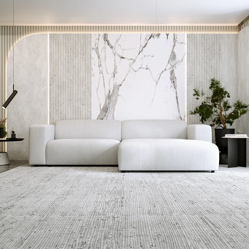 Nowoczesny narożnik L-kształtny Passito biały sztruks Nowoczesny narożnik L-kształtny Passito biały sztruks