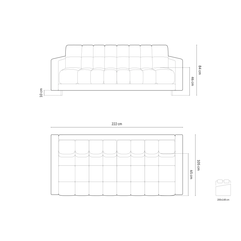 Sofa aksamitna 3-osobowa Bali z funkcją spania Cosmopolitan Design Sofa aksamitna 3-osobowa Bali z funkcją spania Cosmopolitan Design