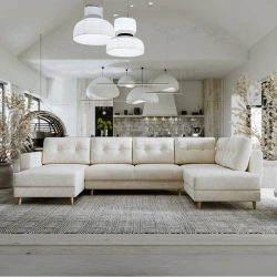 Narożnik U-kszałtny Gwen w stylu skandynawskim z funkcją spania Narożnik U-kszałtny Gwen w stylu skandynawskim z funkcją spania