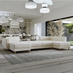 Narożnik U-kszałtny Gwen w stylu skandynawskim z funkcją spania Narożnik U-kszałtny Gwen w stylu skandynawskim z funkcją spania