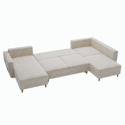 Narożnik U-kszałtny Gwen w stylu skandynawskim z funkcją spania Narożnik U-kszałtny Gwen w stylu skandynawskim z funkcją spania