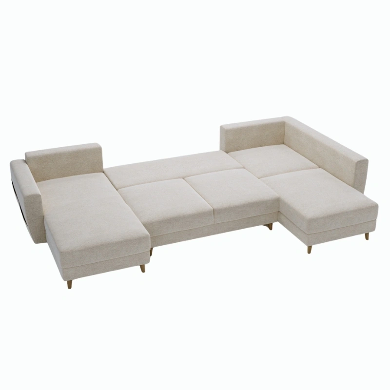 Narożnik U-kszałtny Gwen w stylu skandynawskim z funkcją spania Narożnik U-kszałtny Gwen w stylu skandynawskim z funkcją spania