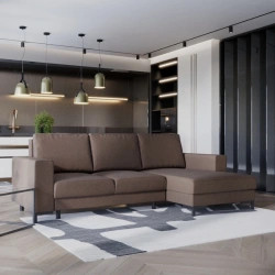 Elegancki narożnik L-kształtny Harvey z funkcją spania i pojemnikiem Elegancki narożnik L-kształtny Harvey z funkcją spania i pojemnikiem