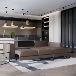 Elegancki narożnik L-kształtny Harvey z funkcją spania i pojemnikiem Elegancki narożnik L-kształtny Harvey z funkcją spania i pojemnikiem