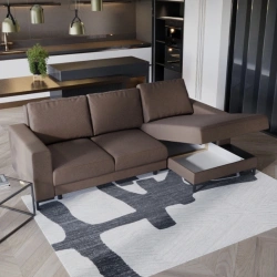 Elegancki narożnik L-kształtny Harvey z funkcją spania i pojemnikiem Elegancki narożnik L-kształtny Harvey z funkcją spania i pojemnikiem