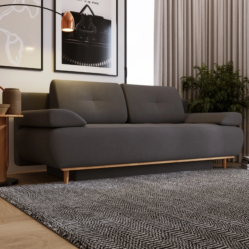 Pikowana sofa Raspberry z funkcją spania i pojemnikiem na pościel Pikowana sofa Raspberry z funkcją spania i pojemnikiem na pościel