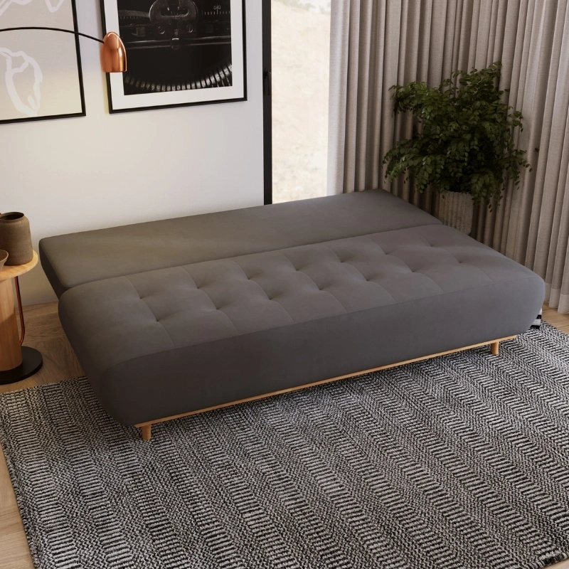 Pikowana sofa Raspberry z funkcją spania i pojemnikiem na pościel Pikowana sofa Raspberry z funkcją spania i pojemnikiem na pościel