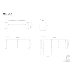 Sofa 3-os Matera z funkcją spania i pojemnikiem na pościel szenil Sofa 3-os Matera z funkcją spania i pojemnikiem na pościel szenil