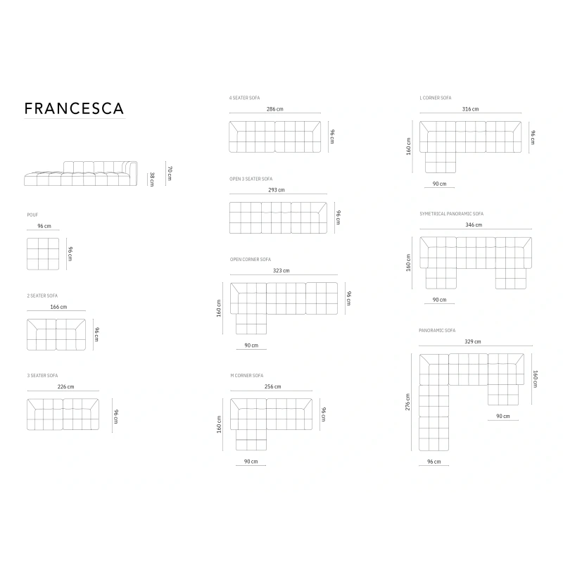 Sofa 4 osobowa Francesca prawostronna tkanina welurowa Bluvel Milo Casa