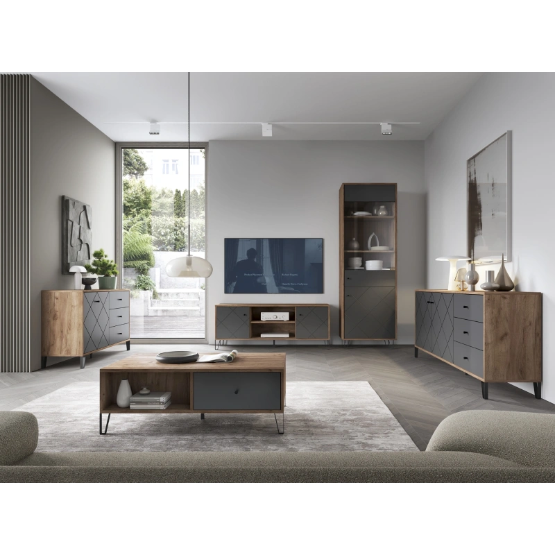 Szafka RTV Bilbao BL02 Craft Tabaco/Grafit Szafka RTV Bilbao BL02 Craft Tabaco/Grafit