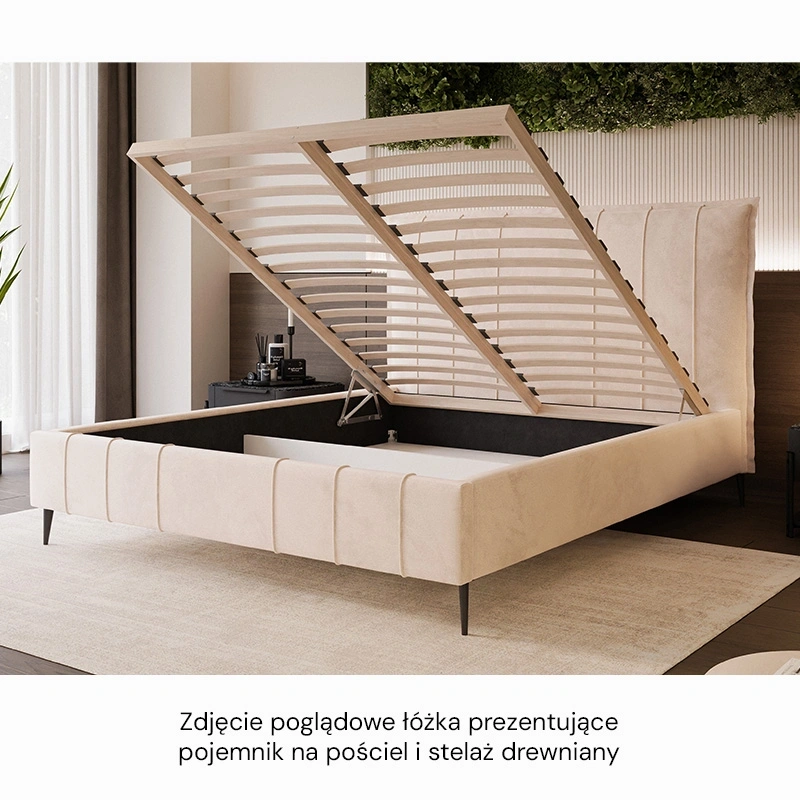 Łóżko tapicerowane Suzi na wysokich nóżkach rozmiar do wyboru Łóżko tapicerowane Suzi na wysokich nóżkach rozmiar do wyboru