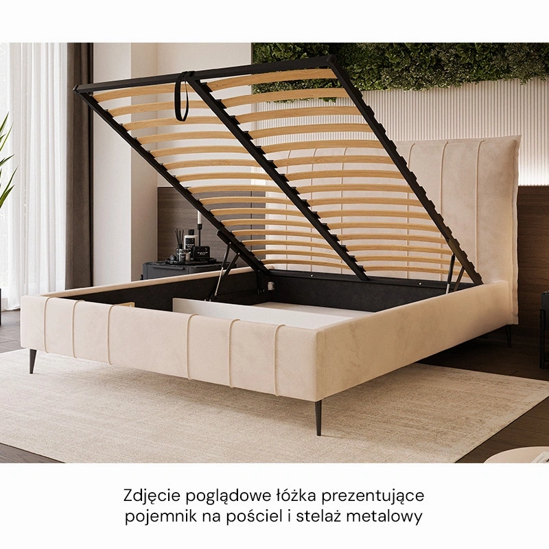 Łóżko tapicerowane Suzi na wysokich nóżkach rozmiar do wyboru Łóżko tapicerowane Suzi na wysokich nóżkach rozmiar do wyboru