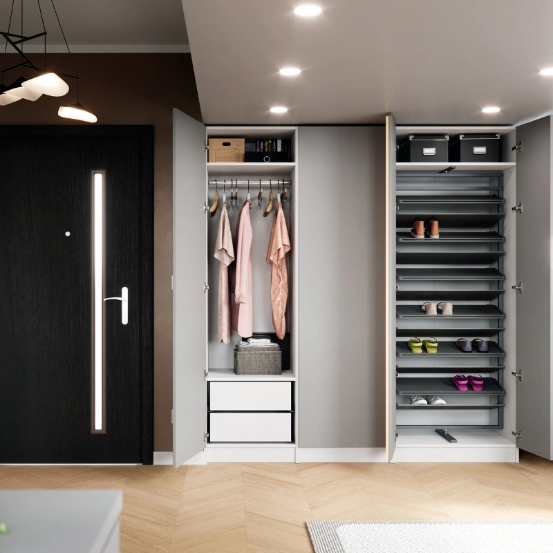 Szafa modułowa - z półkami i 4 szufladami SP4S 60x213,7cm - wzór Szafa modułowa - z półkami i 4 szufladami SP4S 60x213,7cm - wzór