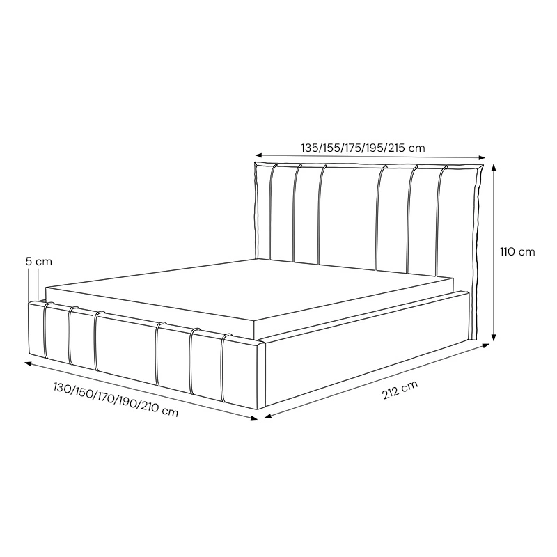 Łóżko tapicerowane Moly ze stelażem drewnianym rozmiar do wyboru Łóżko tapicerowane Moly ze stelażem drewnianym rozmiar do wyboru