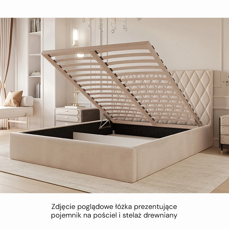 Łóżko tapicerowane Caro z pojemnikiem na posciel, rozmiar do wyboru Łóżko tapicerowane Caro z pojemnikiem na posciel, rozmiar do wyboru