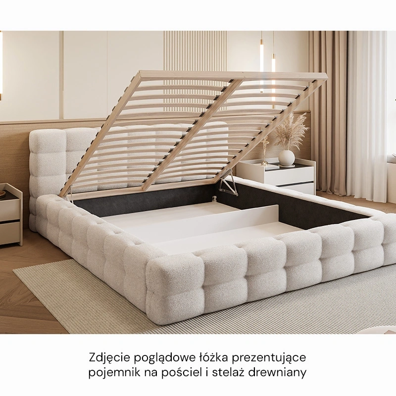 Łóżko tapicerowane Amaro z pojemnikiem na pościel 140/160/180x200cm Łóżko tapicerowane Amaro z pojemnikiem na pościel 140/160/180x200cm