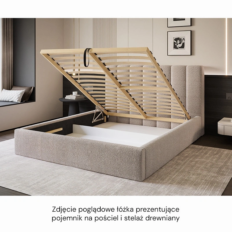 Łóżko tapicerowane Roma z pojemnikiem na pościel 120/140/160/180x200cm Łóżko tapicerowane Roma z pojemnikiem na pościel 120/140/160/180x200cm