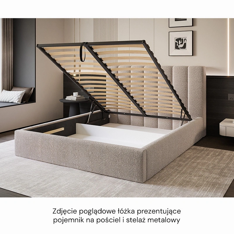 Łóżko tapicerowane Roma z pojemnikiem na pościel 120/140/160/180x200cm Łóżko tapicerowane Roma z pojemnikiem na pościel 120/140/160/180x200cm