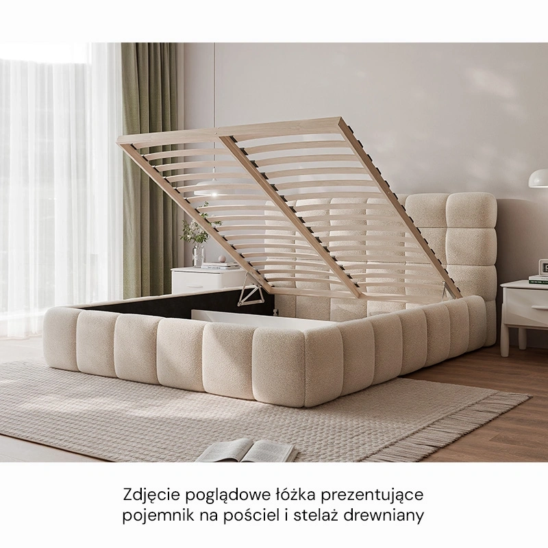 Łóżko tapicerowane Cloud z pojemnikiem na pościel 140/160/180x200cm Łóżko tapicerowane Cloud z pojemnikiem na pościel 140/160/180x200cm