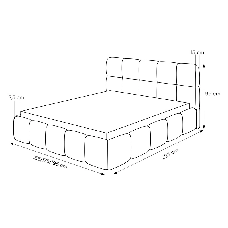 Łóżko tapicerowane Cloud z pojemnikiem na pościel 140/160/180x200cm Łóżko tapicerowane Cloud z pojemnikiem na pościel 140/160/180x200cm