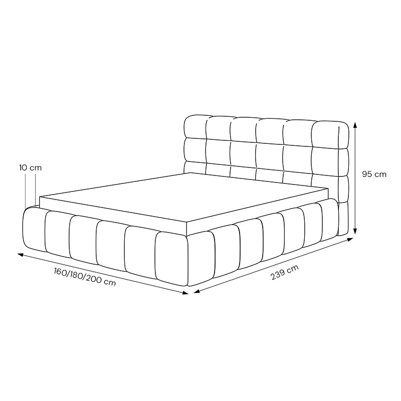 Łóżko tapicerowane Bubble z pojemnikiem na pościel 140/160/180x200cm Łóżko tapicerowane Bubble z pojemnikiem na pościel 140/160/180x200cm