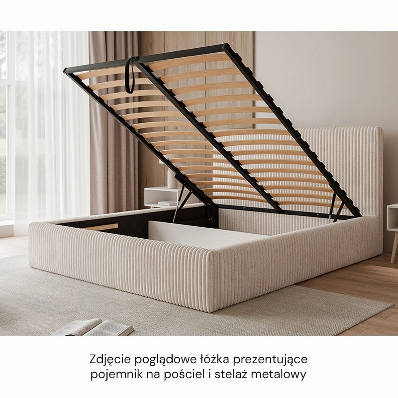 Łóżko tapicerowane Tilia z pojemnikiem na pościel 120/140/160/180/200x200cm Łóżko tapicerowane Tilia z pojemnikiem na pościel 120/140/160/180/200x200cm