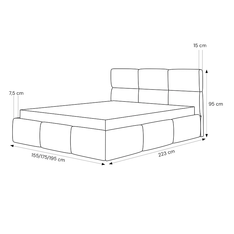 Łóżko tapicerowane Silvia z pojemnikiem na pościel 140/160/180x200cm Łóżko tapicerowane Silvia z pojemnikiem na pościel 140/160/180x200cm