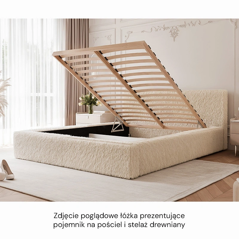 Łóżko tapicerowane Fluffy z pojemnikiem na pościel 140/160/180x200cm Łóżko tapicerowane Fluffy z pojemnikiem na pościel 140/160/180x200cm