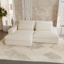 Narożnik w stylu Japandi Leida L z funkcją spania i pojemnikiem