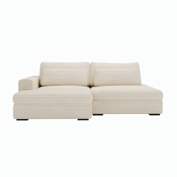 Narożnik w stylu Japandi Leida L z funkcją spania i pojemnikiem