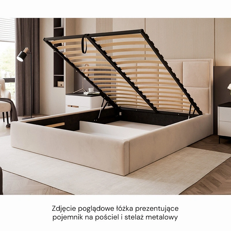 Łóżko tapicerowane Silensio z pojemnikiem na pościel 120/140/160/180x200cm Łóżko tapicerowane Silensio z pojemnikiem na pościel 120/140/160/180x200cm