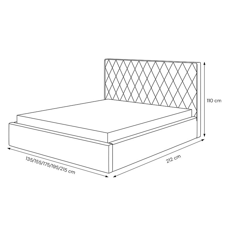 Łóżko tapicerowane Caro z pojemnikiem na posciel, rozmiar do wyboru Łóżko tapicerowane Caro z pojemnikiem na posciel, rozmiar do wyboru