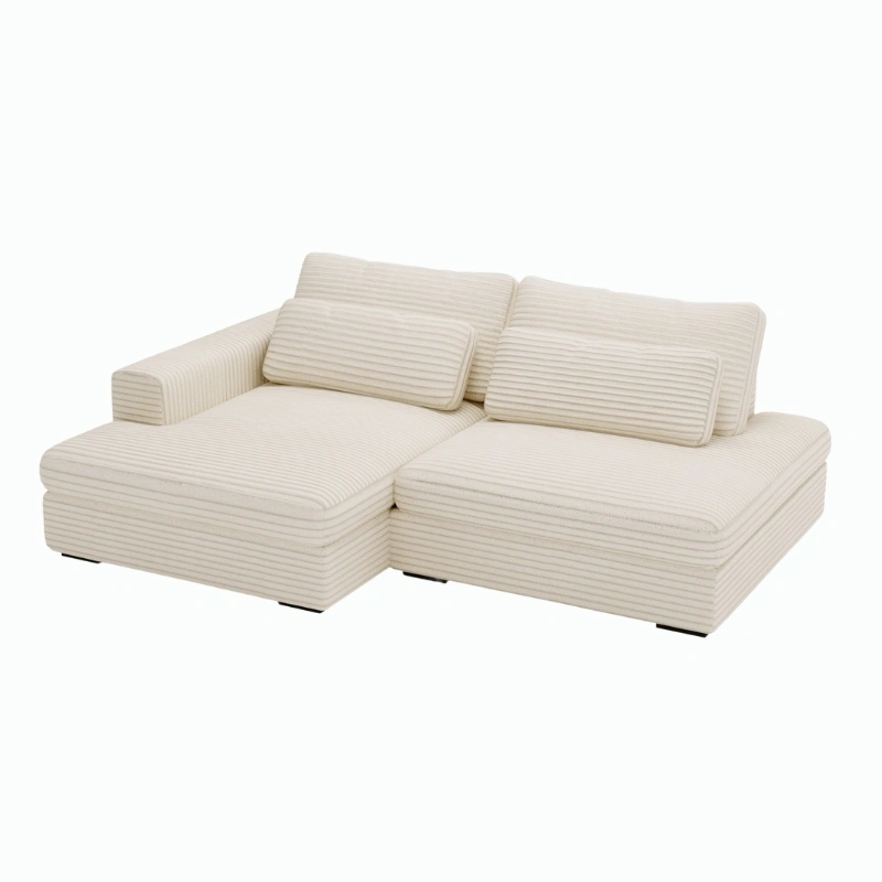 Narożnik w stylu Japandi Leida L z funkcją spania i pojemnikiem