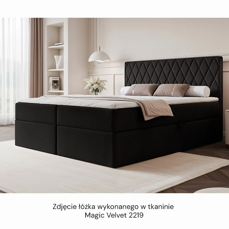 Łóżko kontynentalne Caro z materacem bonellowym i topperem Łóżko kontynentalne Caro z materacem bonellowym i topperem